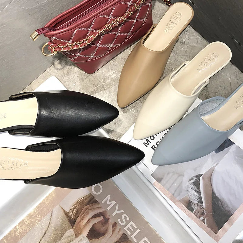 Women's Pointed Toe Flat Heel Slippers outdoor mules