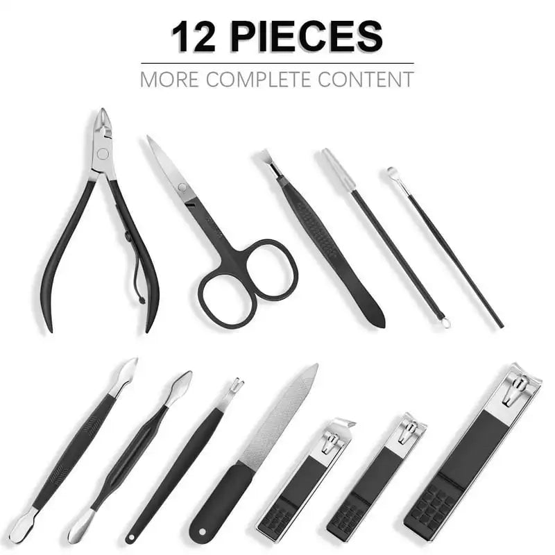 12PCS Stainless Steel Grooming Kit for Men