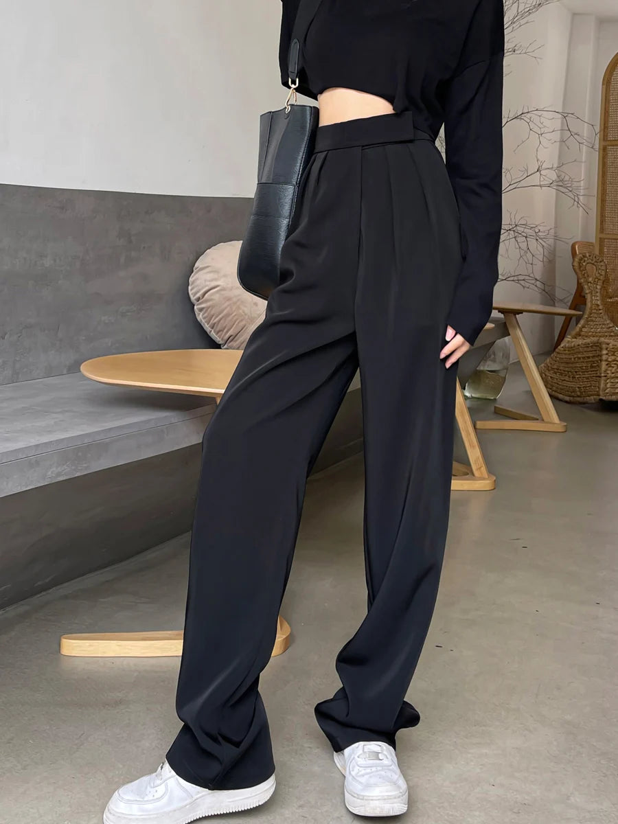 Women's Chic Loose High Waist Wide Leg Trousers