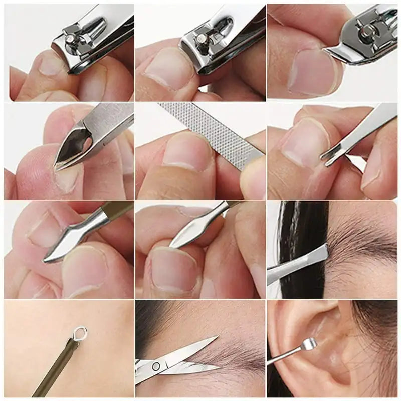 12PCS Stainless Steel Grooming Kit for Men