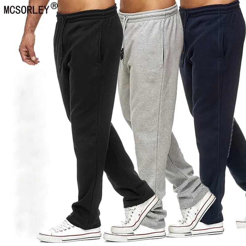 Men Elastic Waist Straight Wide Bodybuilding Tracksuit Sweatpants