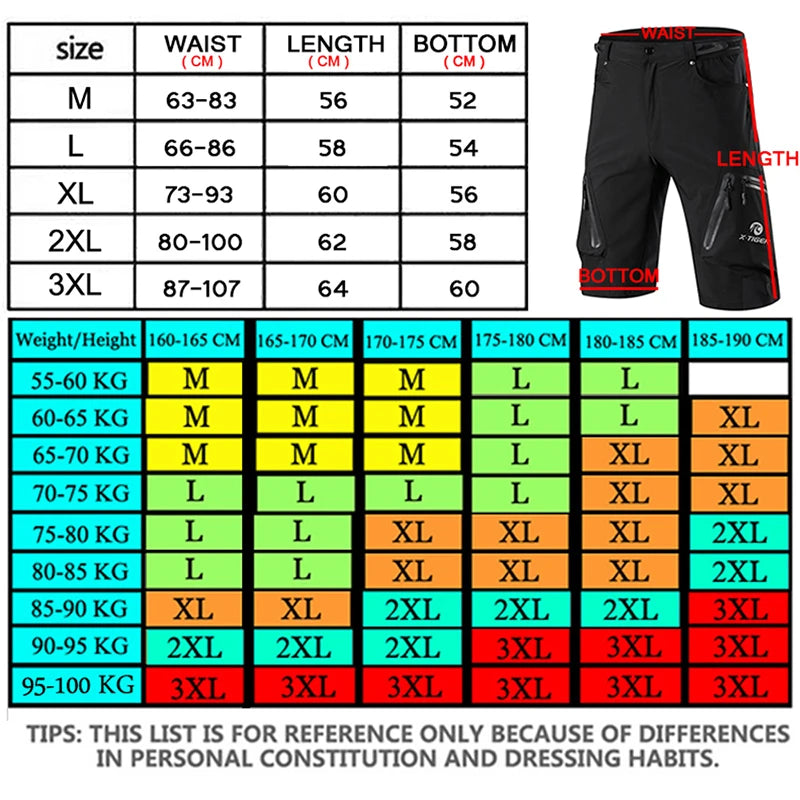 X-Tiger Men's Cycling Shorts 5D Gel Pad Cycling Underwear