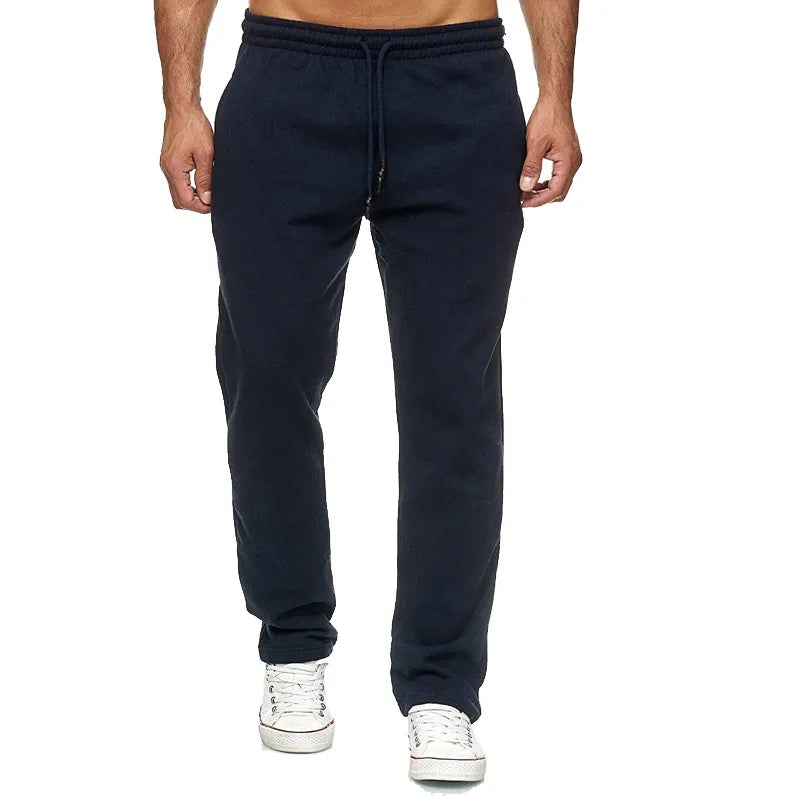 Men Elastic Waist Straight Wide Bodybuilding Tracksuit Sweatpants