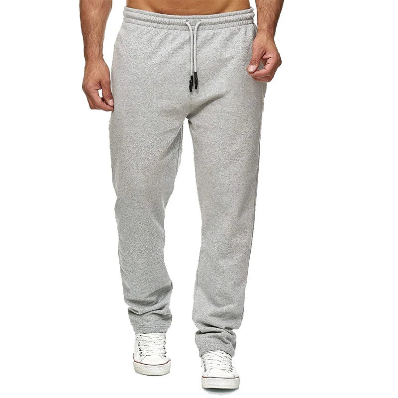 Men Elastic Waist Straight Wide Bodybuilding Tracksuit Sweatpants