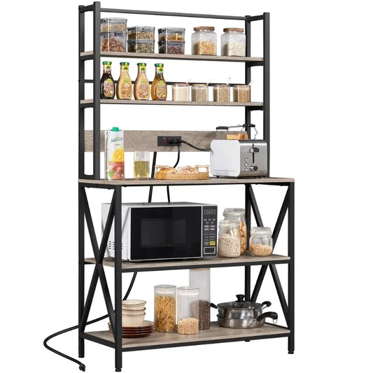 5-Tier Baker’s Racks for Kitchen Workspace, Storage, Gray