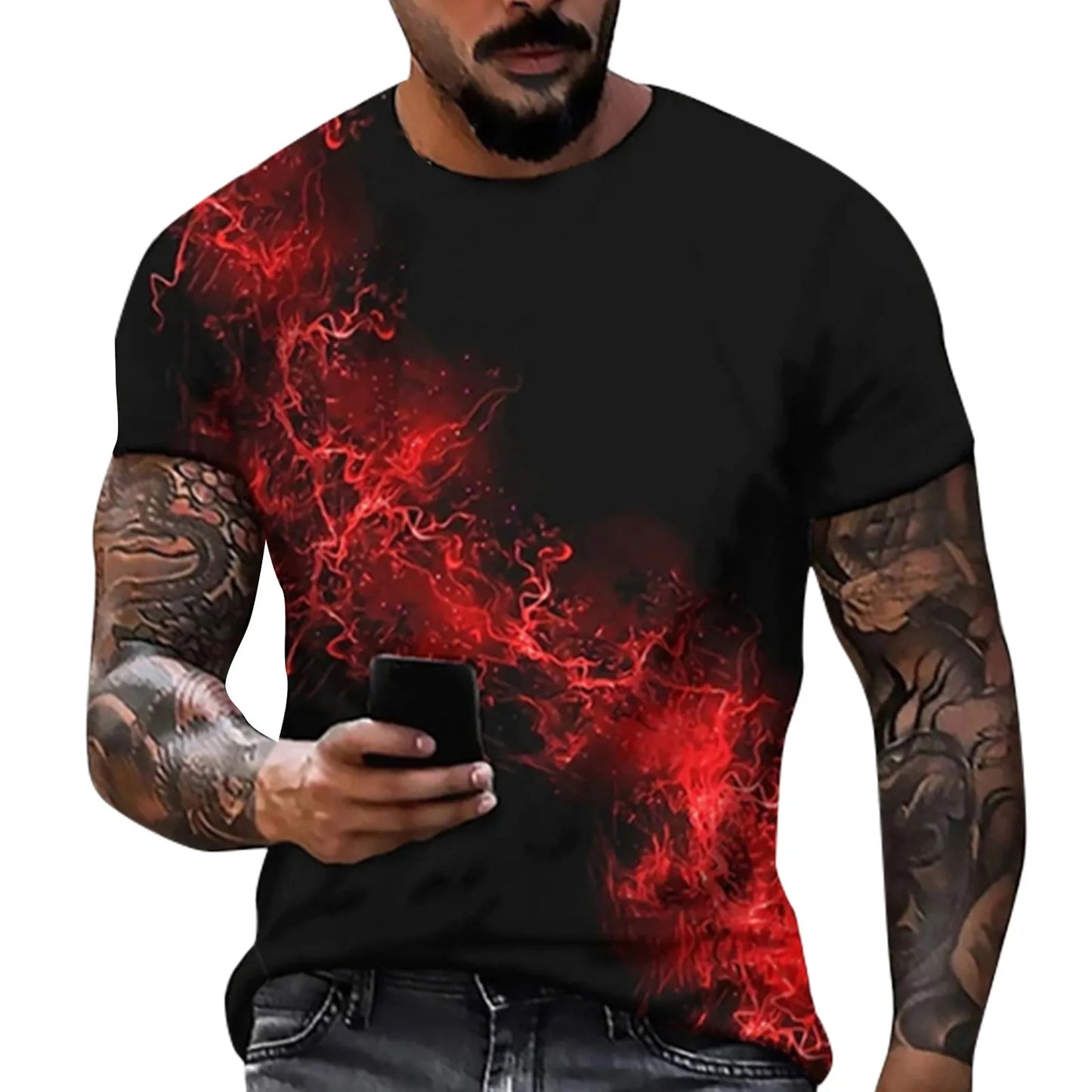 3D Print Men's T-shirt Street Trendy O-Neck Short Sleeved