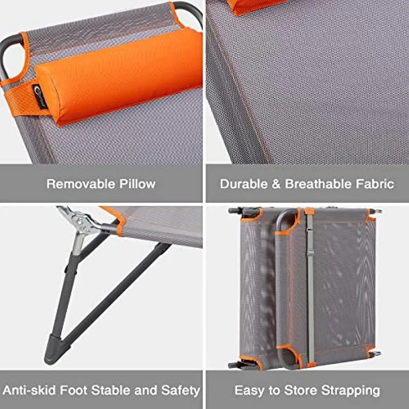 Portable Adjustable Cot for Adults, Folding Chair, with pillow