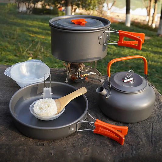 Camping, Picnic, Hiking, BBQ, Cookware Set Aluminum Portable