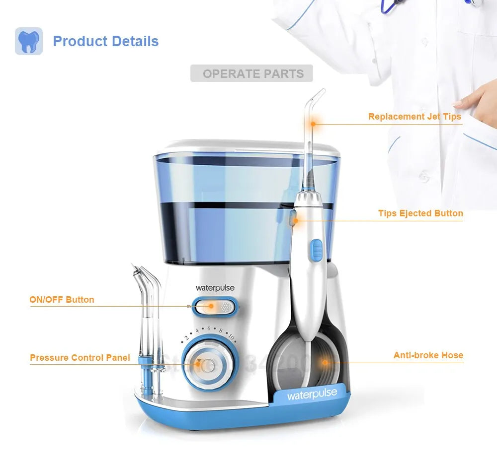 Waterpulse V300G Oral Irrigator 5 Tips Dental Water Flosser