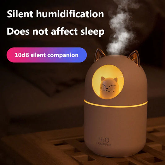 300ML Air Humidifier Cartoon Cat Cold Mist Diffuser