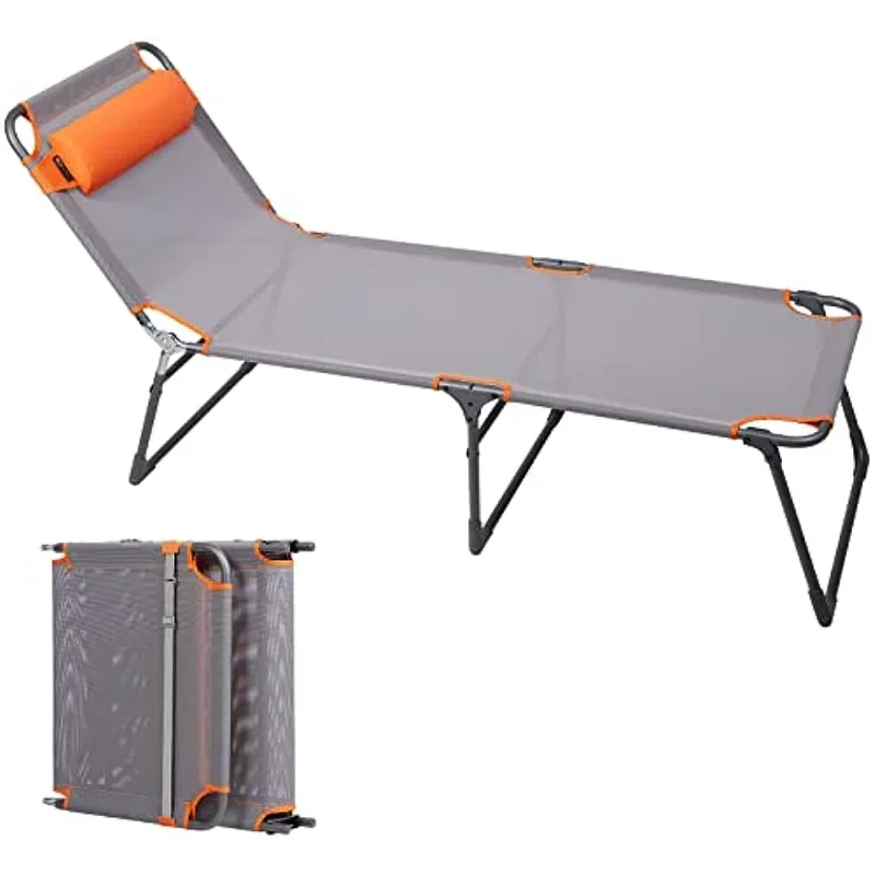 Portable Adjustable Cot for Adults, Folding Chair, with pillow