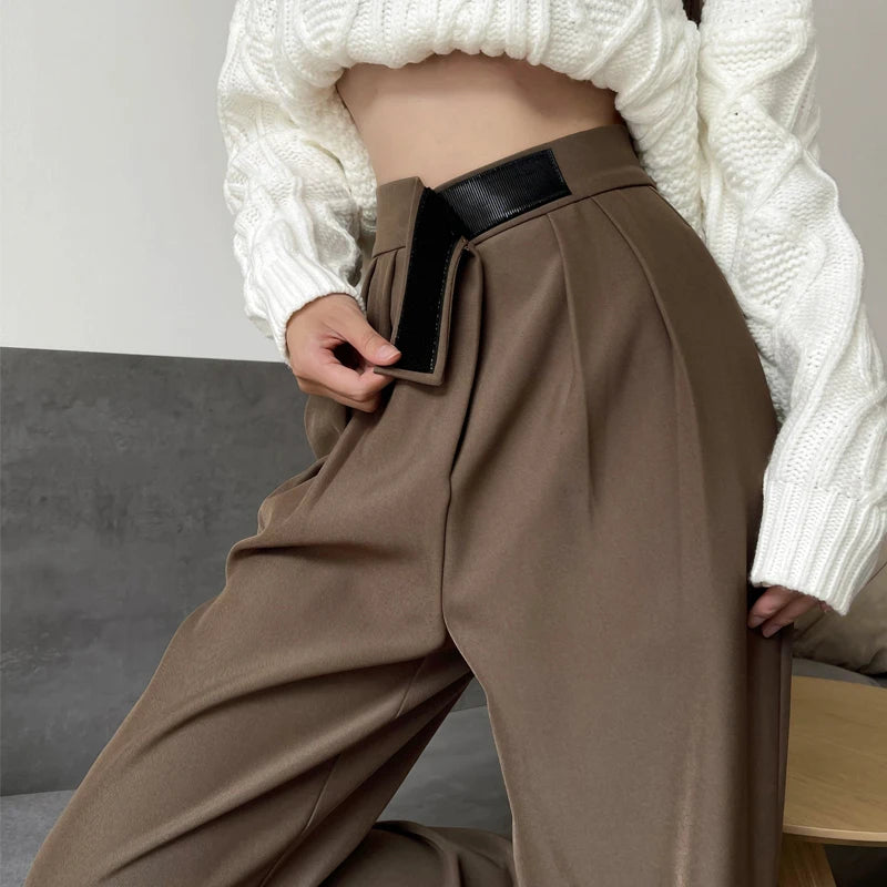 Women's Chic Loose High Waist Wide Leg Trousers