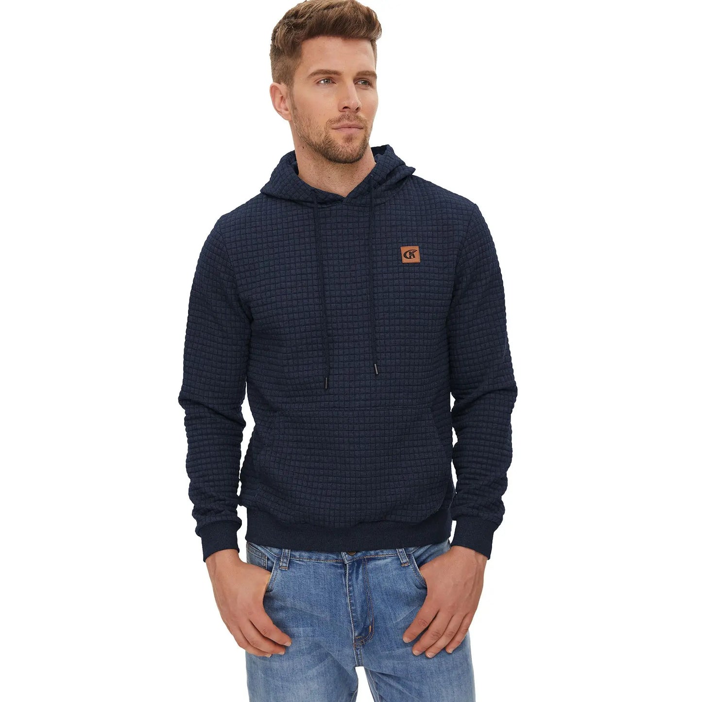 Men's Pullover Hoodies Plaid Long Sleeve Drawstring Casual