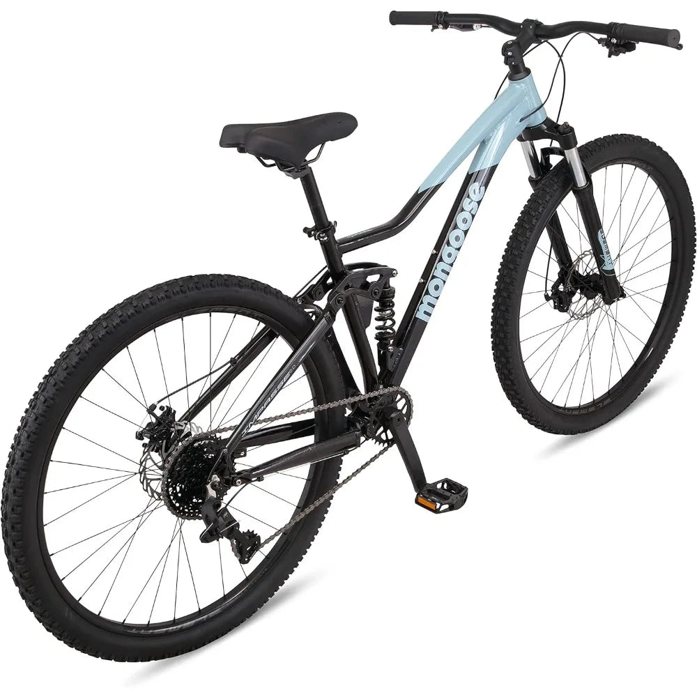Mongoose Aluminum Men Women Mountain Bike, Full Suspension