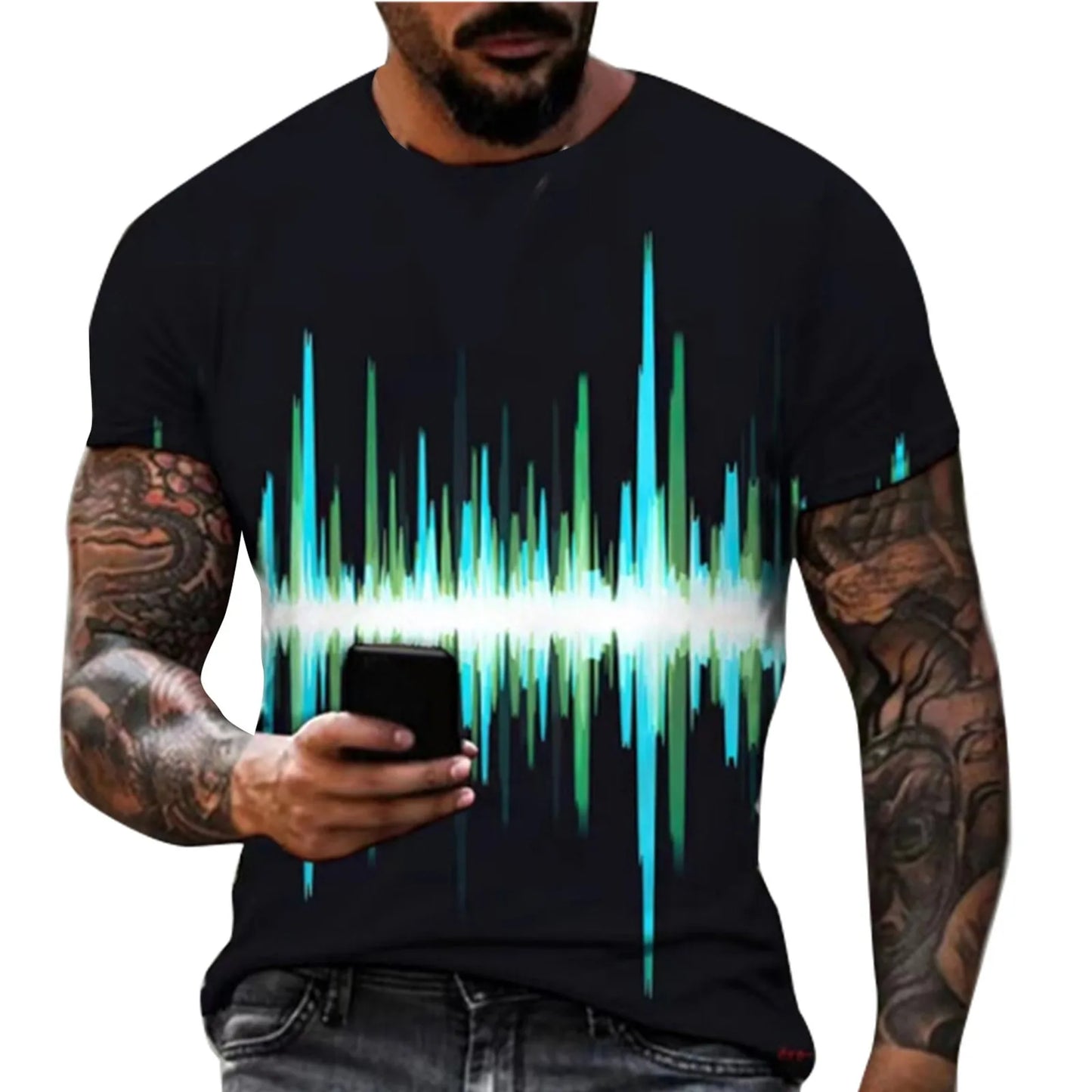 3D Print Men's T-shirt Street Trendy O-Neck Short Sleeved