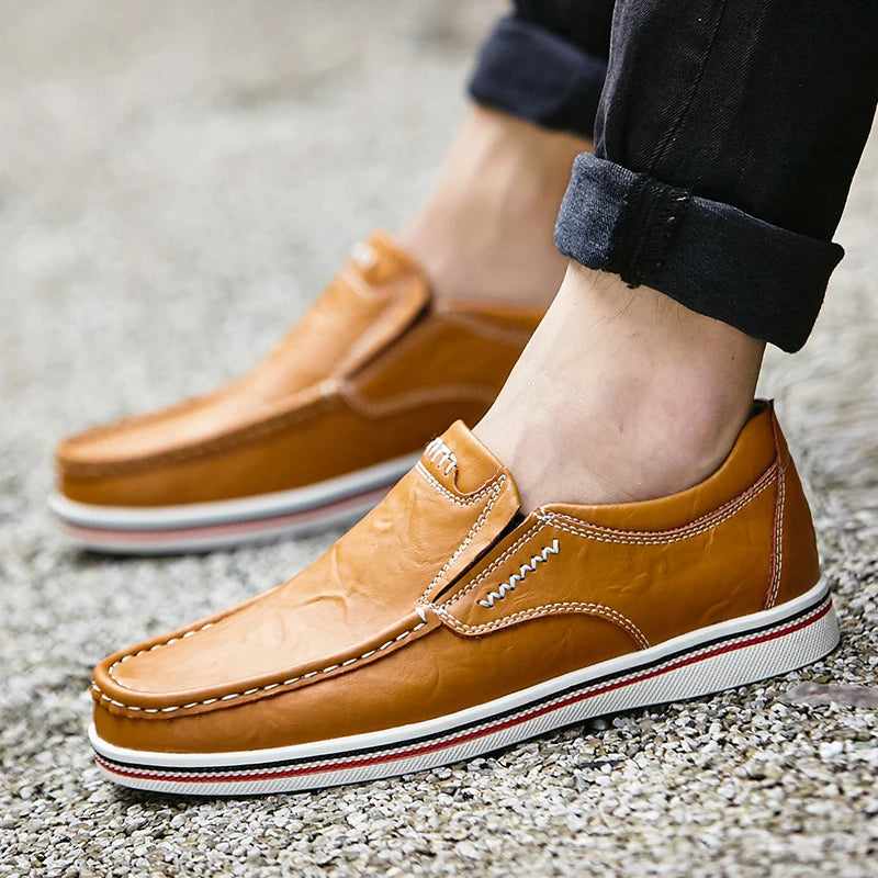 Men's Leather Casual Flats Moccasins Breathable Loafers