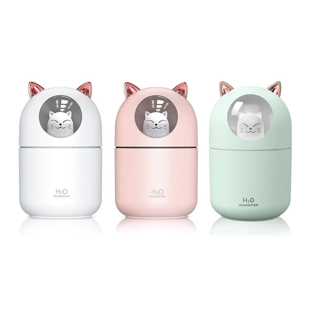 300ML Air Humidifier Cartoon Cat Cold Mist Diffuser