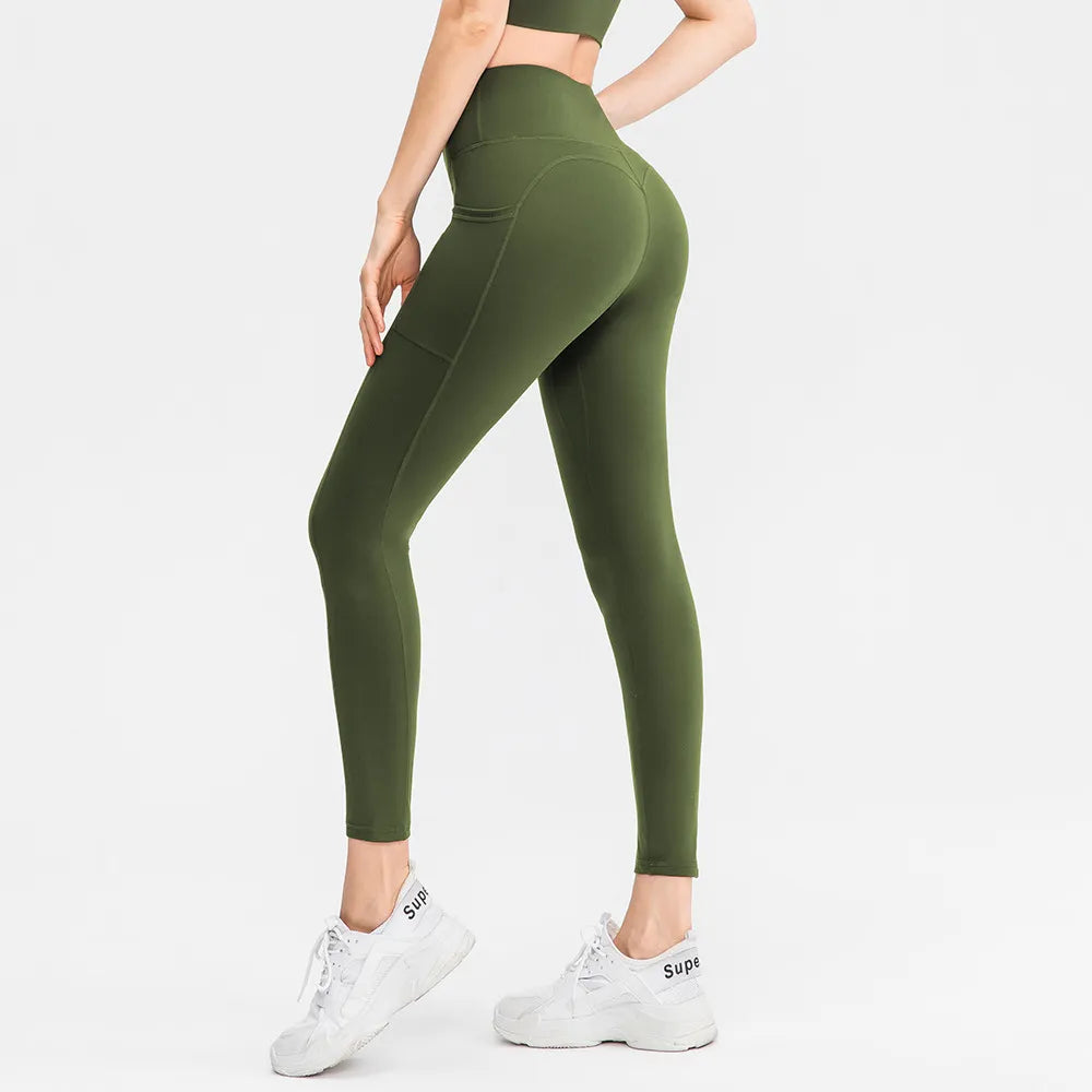 Women Yoga Pants High Waist Solid Colors Fitness