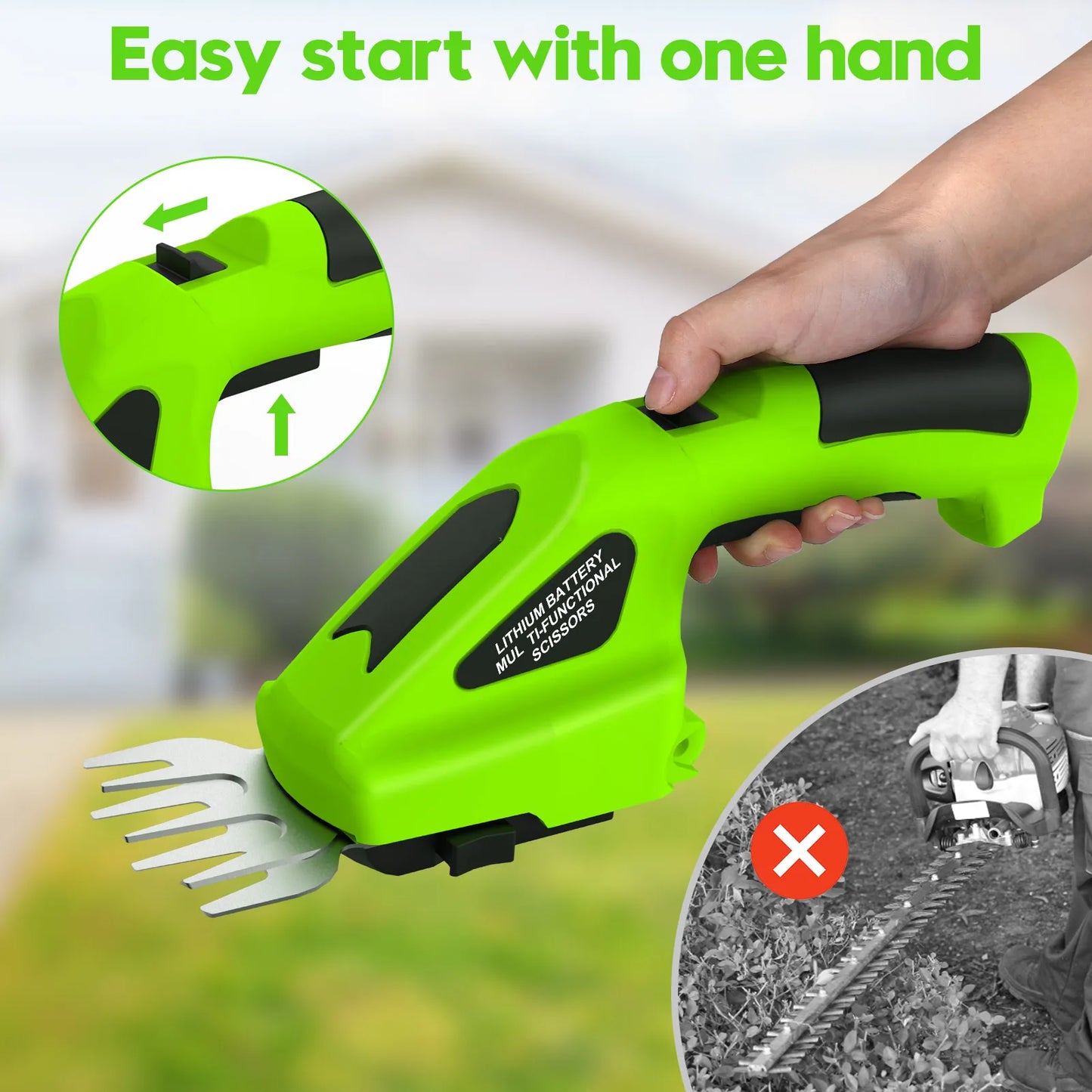 Cordless Trimmer Hand Held Grass Shear 7.2V Rechargeable Battery