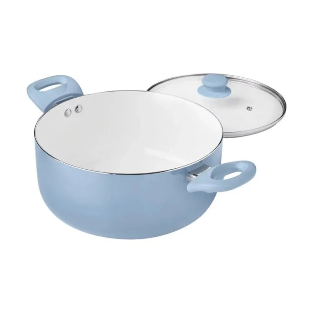 Mainstays 12pc Ceramic Blue Linen Non-stick cookware set