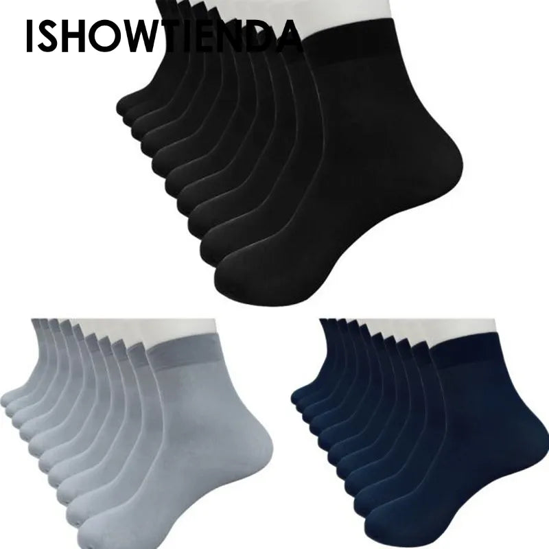 4 Pairs Men's Socks Bamboo Fiber Silky Ultra-thin